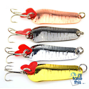 Fishing Lures - Wobblers Spinners Metal Spoon Bait Wobbler Artificial Tackle Kit - Set of 4 - I'LL TAKE THIS