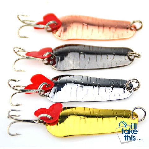 Image of Fishing Lures - Wobblers Spinners Metal Spoon Bait Wobbler Artificial Tackle Kit - Set of 4 - I'LL TAKE THIS