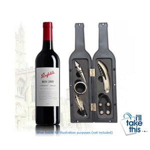 Vino Bottle Corkscrew & Accessory Tool Set - Bottle-Shaped Ideal Gift - I'LL TAKE THIS