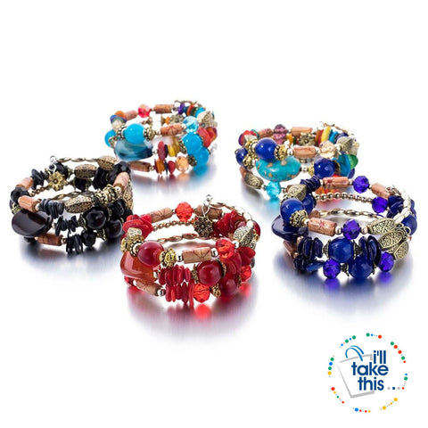 Image of Bohemian Bead/Charm Bracelet Multi-layered, Designed to give a modern stacked Look, 9 Color Options - I'LL TAKE THIS