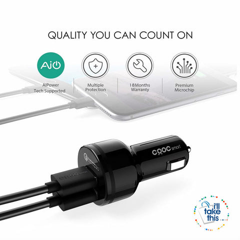 Image of In-Car Charger Quick Charge 3.0 Dual QC 3.0 USB Car Phone Charger Suite most iPhone, iPad, Android - I'LL TAKE THIS