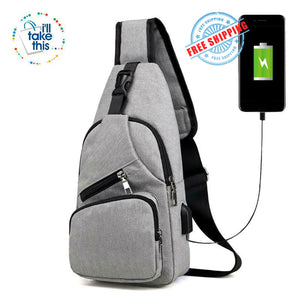 Single Shoulder Strap crossbody Canvas Bag + USB Charging access in an EASY Sling Shoulder Backpack - I'LL TAKE THIS