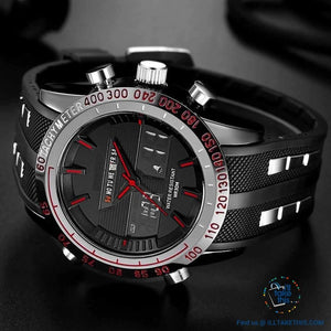 Dual Faced Water Resistant Sports Watch ⌚ Analog/Digital Men's Quartz Wristwatch