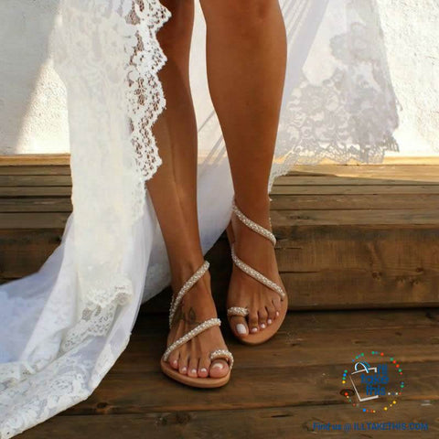 Image of Exquisite Pearl styled Bohemian Sandals with Luminous Rhinestone Crystals - I'LL TAKE THIS