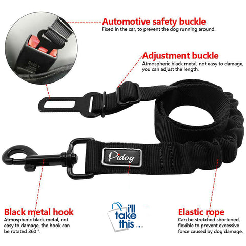 Image of Adjustable Pet Seat Belt - Safety Leads Vehicle Seat-belt Harness with Elastic Bungee Leash - I'LL TAKE THIS