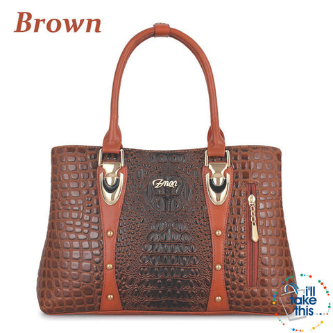 Image of Crocodile/Alligator Design Vegan Leather Women's Handbag - FOUR Textured Colors - I'LL TAKE THIS