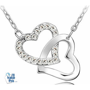 Double Hearts Pendant with Crystal Zircon Alloy Eight Colors Necklace - I'LL TAKE THIS