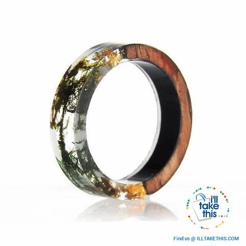 Image of 💍 Handmade Floral design Wooden Resin Ring - I'LL TAKE THIS