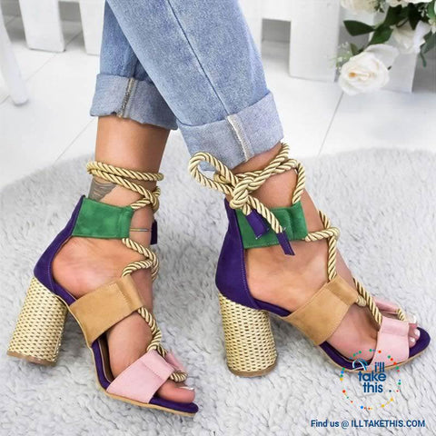 Image of Women's High Heel Open pointed Toe Lace-up Sandals - 7 Color options - I'LL TAKE THIS