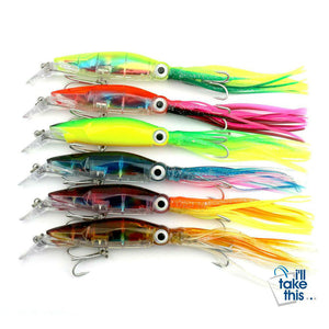 Fishing Lure Squid Like Swimming Bait - 14cm 42g with double treble hooks a unique Fishing Tackle - I'LL TAKE THIS