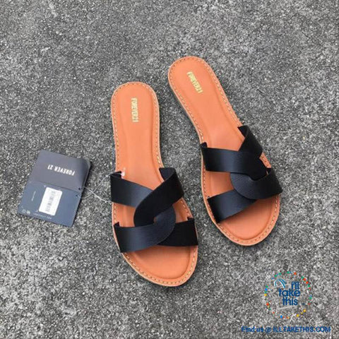 Image of Cross Weave Women's Fashion Sandals, 8 Colors Option, ideal Flat healed Flip flops - I'LL TAKE THIS