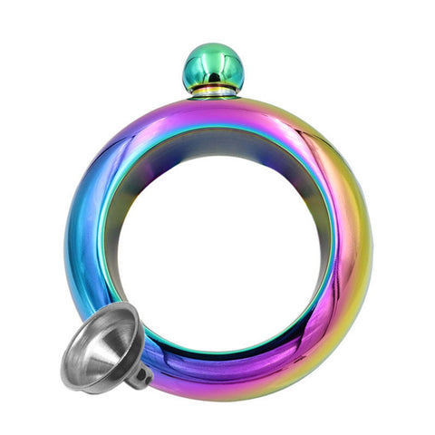 Image of Bangle Bracelet Hip Flask Silver/Rainbow/Copper Grade 304 Stainless Steel High Quality Whiskey Drink-ware and Funnel Set - I'LL TAKE THIS