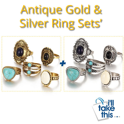 Image of Antique Gold or Silver Bohemian Midi Ring Set Vintage Steampunk Anillos Knuckle Rings For Women Boho Jewelry 5 Pcs/Set - I'LL TAKE THIS