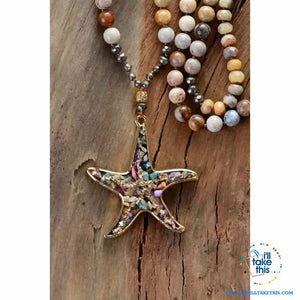 Bohemian-inspired Starfish Necklaces - Multicolored Beaded Pendant Necklaces