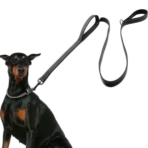 Dog Leash 56"/142cm  - 2 Handles Black Nylon Padded Double Handle Leash - I'LL TAKE THIS