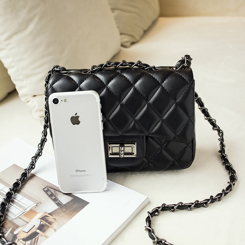 Luxury Quilted Crossbody Bag, Mini Chain Shoulder Bag, Women's