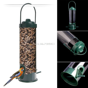 Green Hanging Wild Bird Feeder Seed Container, IDEAL Outdoor Feeding activity for Kids viewing