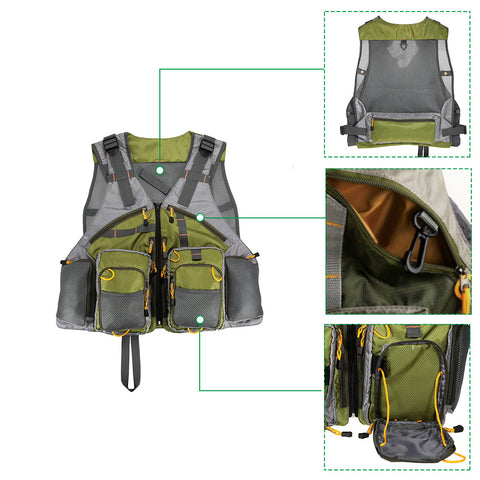 Fishing Vest Top Quality Mesh Unisex with Fishing Tackle Box Pesca