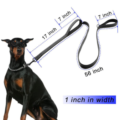 Image of Dog Leash 56"/142cm  - 2 Handles Black Nylon Padded Double Handle Leash - I'LL TAKE THIS