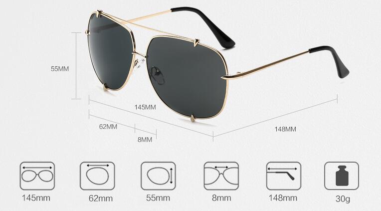 Designer Fashion Square Pilot Sunglasses Mens Women Gold Clear Glasses UV400
