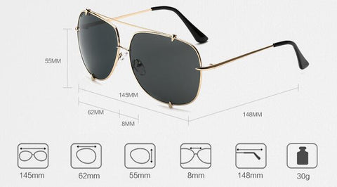 Image of Oversized Pilot Sunglasses UV400 Unisex Fashion,  Retro Designer Big Frame Sun Glasses - 6 Colors - I'LL TAKE THIS