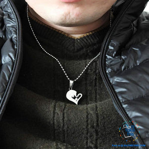 His & Hers Couples Pendant - Stainless Steel Chain Gold, Silver, Blue or Black Heart Love Necklaces