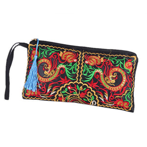 Handmade Boho Chic Clutch Handbag/Purse Women Retro Boho Ethnic Embroidered Wristlet Clutch Bag