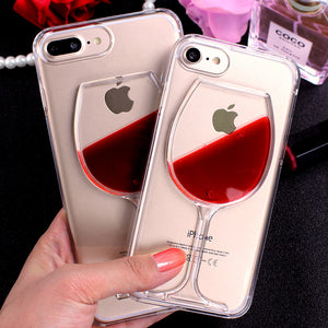 Red Wine Cup Transparent Case for iPhone X, 8/Plus,7/Plus, 6, 6s, iPhone SE Hard Clear Phone Cover
