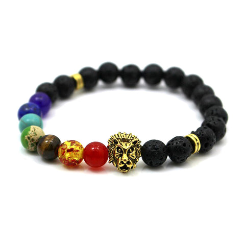 Image of 7 Chakra Bracelet Black Lava Healing Balance Beads Reiki Buddha Prayer Natural Stone Yoga Bracelets - I'LL TAKE THIS