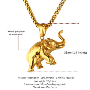 Elephant 🐘 Pendant in Gold, Black or Stainless Steel Colors - Unisex with BONUS Link Chain Free
