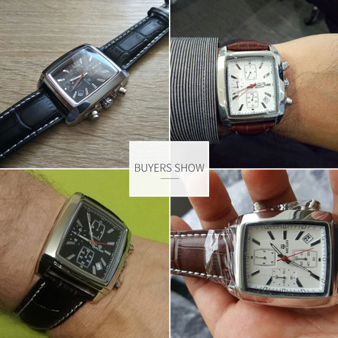 Image of Men's Genuine Leather Luxury Quartz Dress Wristwatch - White or Black - I'LL TAKE THIS