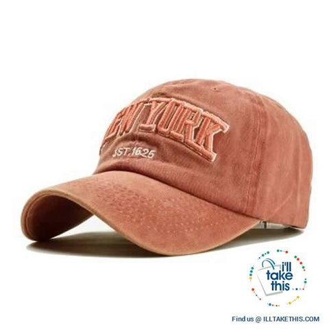 Image of New York embroidery Sand washed 100% cotton baseball caps, Unisex design Caps - 6 Colors - I'LL TAKE THIS