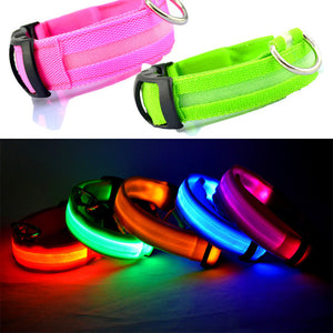 LED Light-up Dog Collars - LED Light Night Safety Light-up Flash Glowing in Dark LED Dog Collars