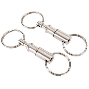 Dual keyring binder with a swivel center that pulls apart for easy key separation, 2 units