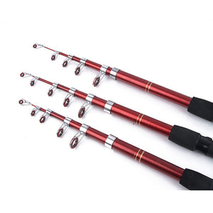 Telescopic Fiberglass fishing Rod in Red/Black IDEAL Fishing Tackle with 6 Sizes - 6ft/11.8ft - I'LL TAKE THIS
