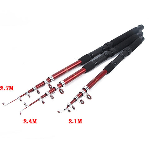 Image of Telescopic Fiberglass fishing Rod in Red/Black IDEAL Fishing Tackle with 6 Sizes - 6ft/11.8ft - I'LL TAKE THIS