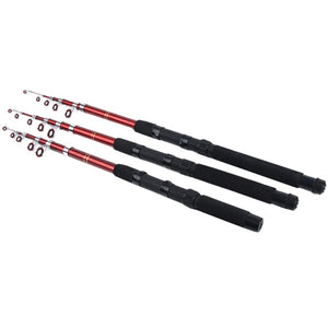 Telescopic Fiberglass fishing Rod in Red/Black IDEAL Fishing Tackle with 6 Sizes - 6ft/11.8ft