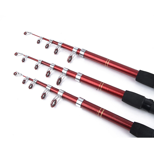 Telescopic Fiberglass Fishing Rod in Red/Black