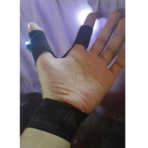 Image of Fingerless Glove LED Flashlight Torch for Fishing or Camping with Magic Strap in Cover Black only - I'LL TAKE THIS