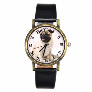 Pug Pet Dog Women's Casual Fashion Silicone Band Watchband Wrist Watch