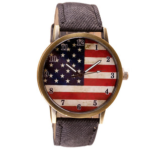 ⌚ American Flag Retro Quartz Watches Unisex Vintage Leather Band - I'LL TAKE THIS