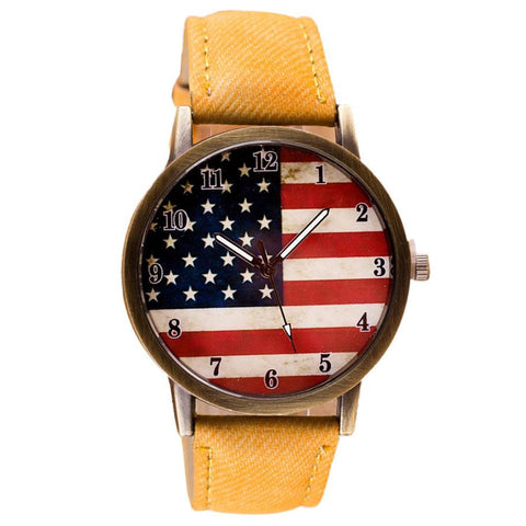Image of ⌚ American Flag Retro Quartz Watches Unisex Vintage Leather Band - I'LL TAKE THIS