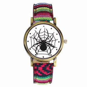 Scary Black Spider Web Insect Design Women's Watches Camouflage Canvas Belt Watchband, Quartz - I'LL TAKE THIS