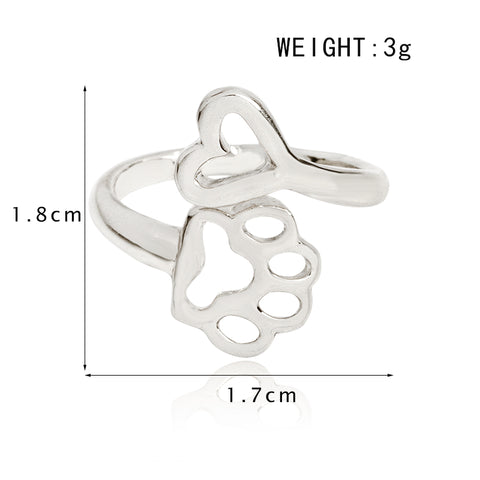Image of Dog / Cat Paw Footprint and Heart Rings, Your choice of Gold or Silver - I'LL TAKE THIS