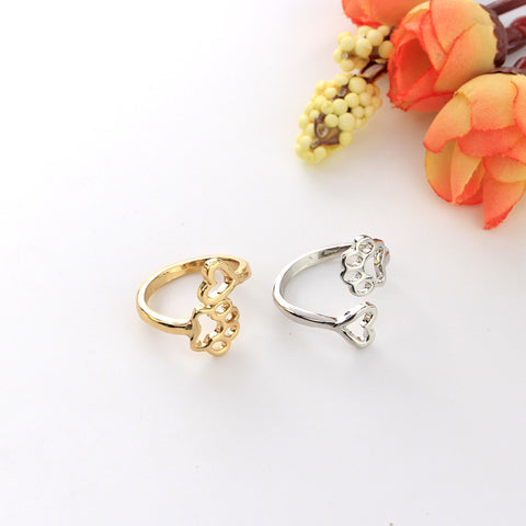 Image of Dog / Cat Paw Footprint and Heart Rings, Your choice of Gold or Silver - I'LL TAKE THIS