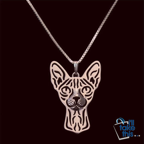 Image of Sphynx Cat Pendant in Gold, Silver or Rose Gold with FREE Link chain - I'LL TAKE THIS