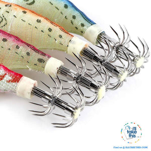TEN Pack of Multicolored Squid Jigs Fishing Lures, Ideal hardbait for any Anglers