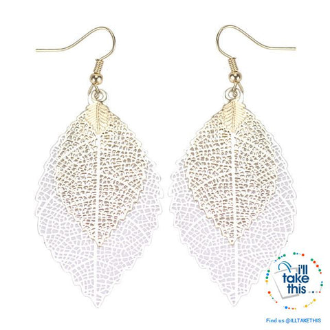 Image of Vintage Style Double Leaves Dangling Earrings with Six color options 💝 - I'LL TAKE THIS