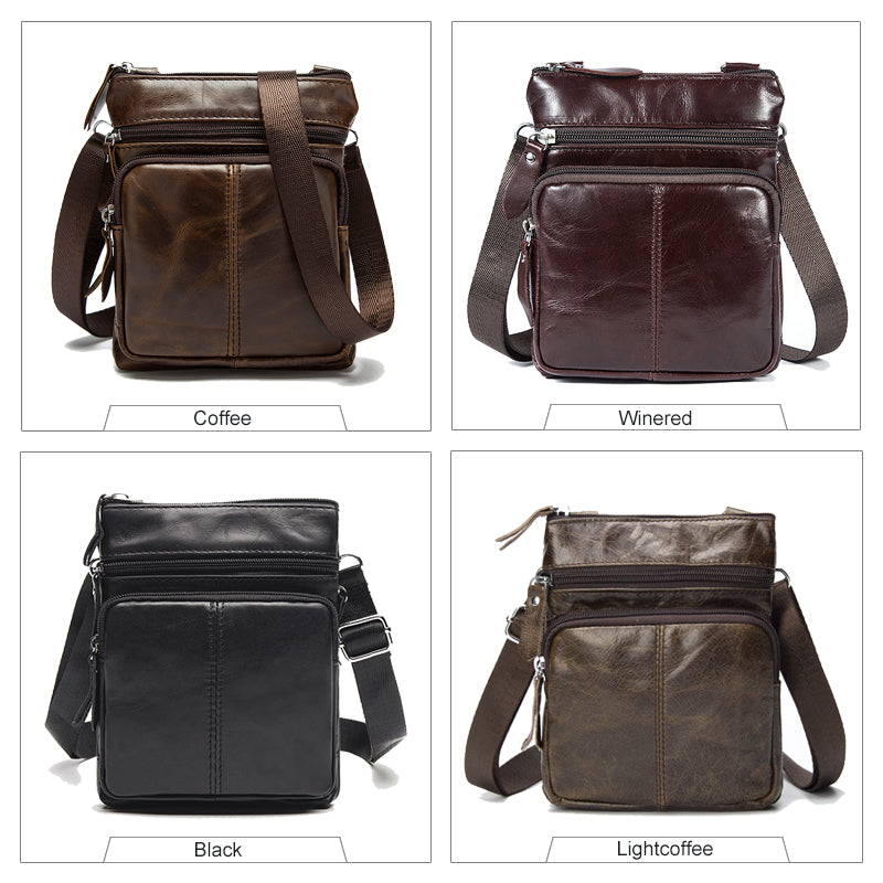 Genuine Leather Men's Shoulder Bag Vintage Small Flap Messenger Bag Male  Casual Office Crossbody Bag