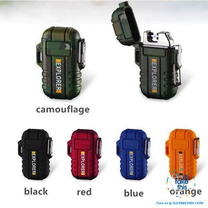 Waterproof USB Rechargeable Electronic Lighter with  Dual Arc ignition, ideal Fire Starter